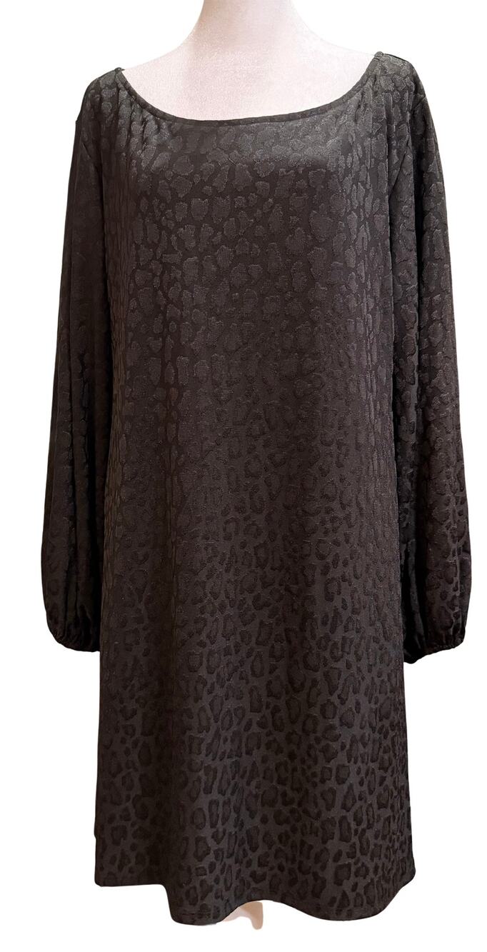 Show Me Your Mumu Rachel Dress S Black Leopard Balloon Sleeve Scoop Neck No Belt